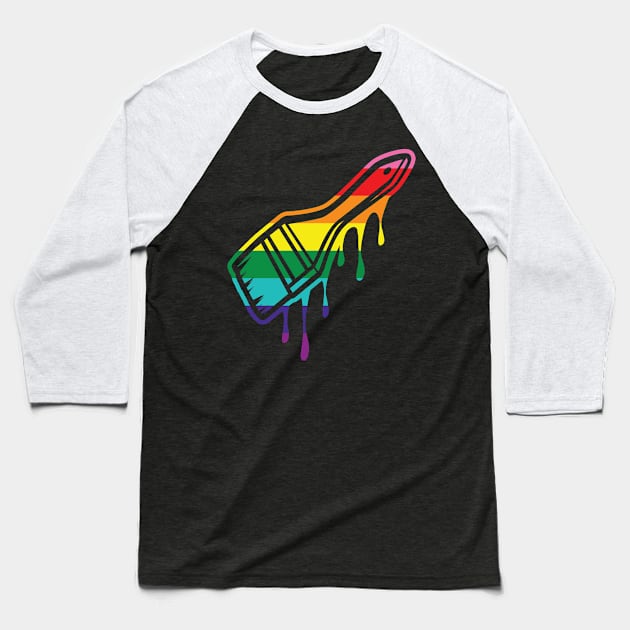 PRIDE Paintbrush Baseball T-Shirt by IPRINT